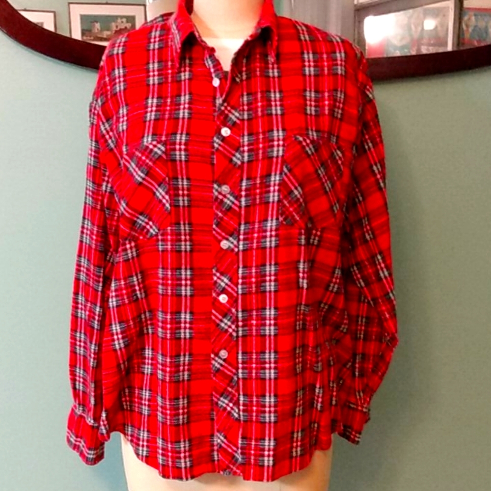 Vintage Scotch Plaid long sleeve shirt